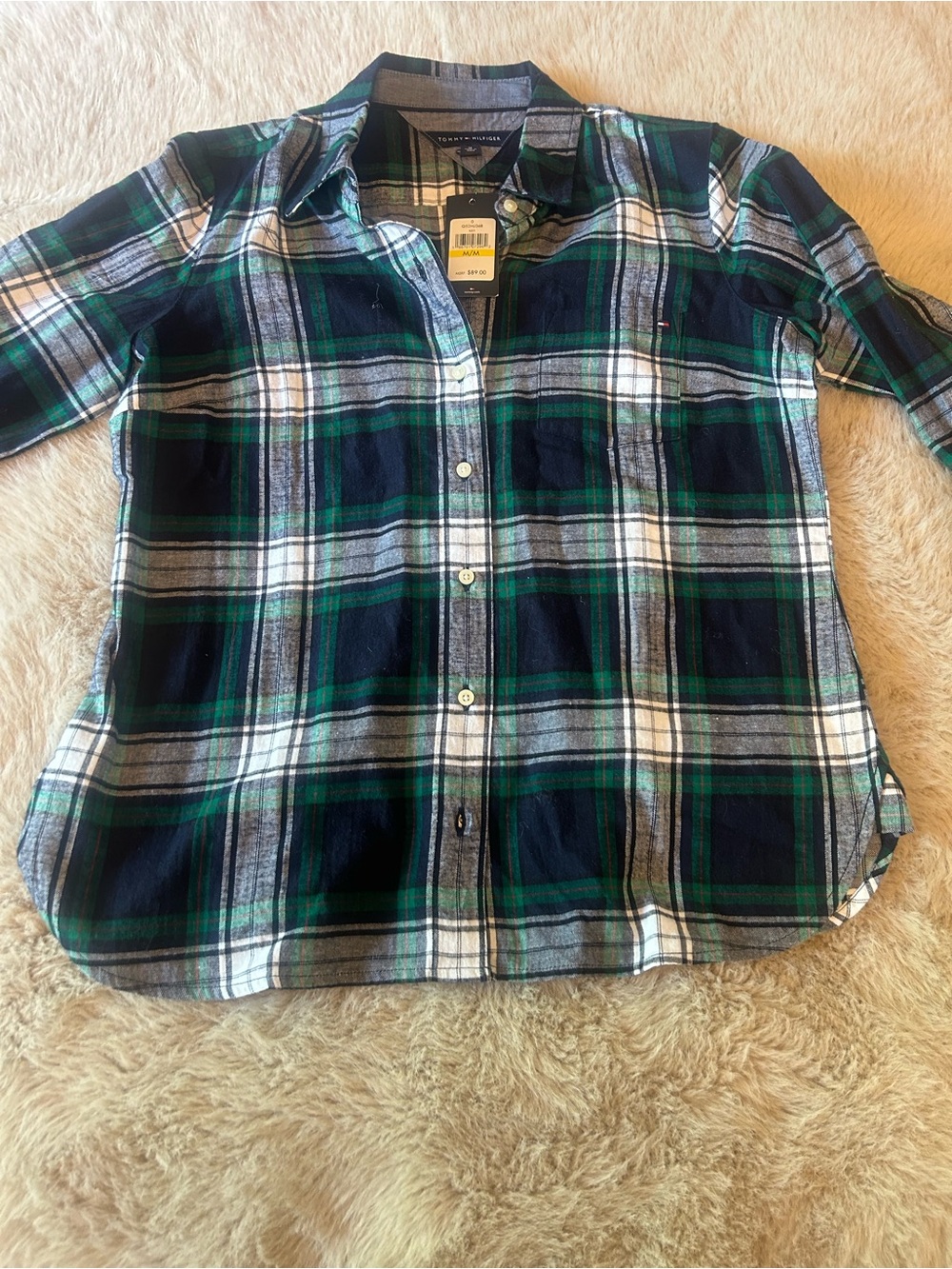 Tommy Hilfiger Green, Navy & White Plaid Button-Down Shirt